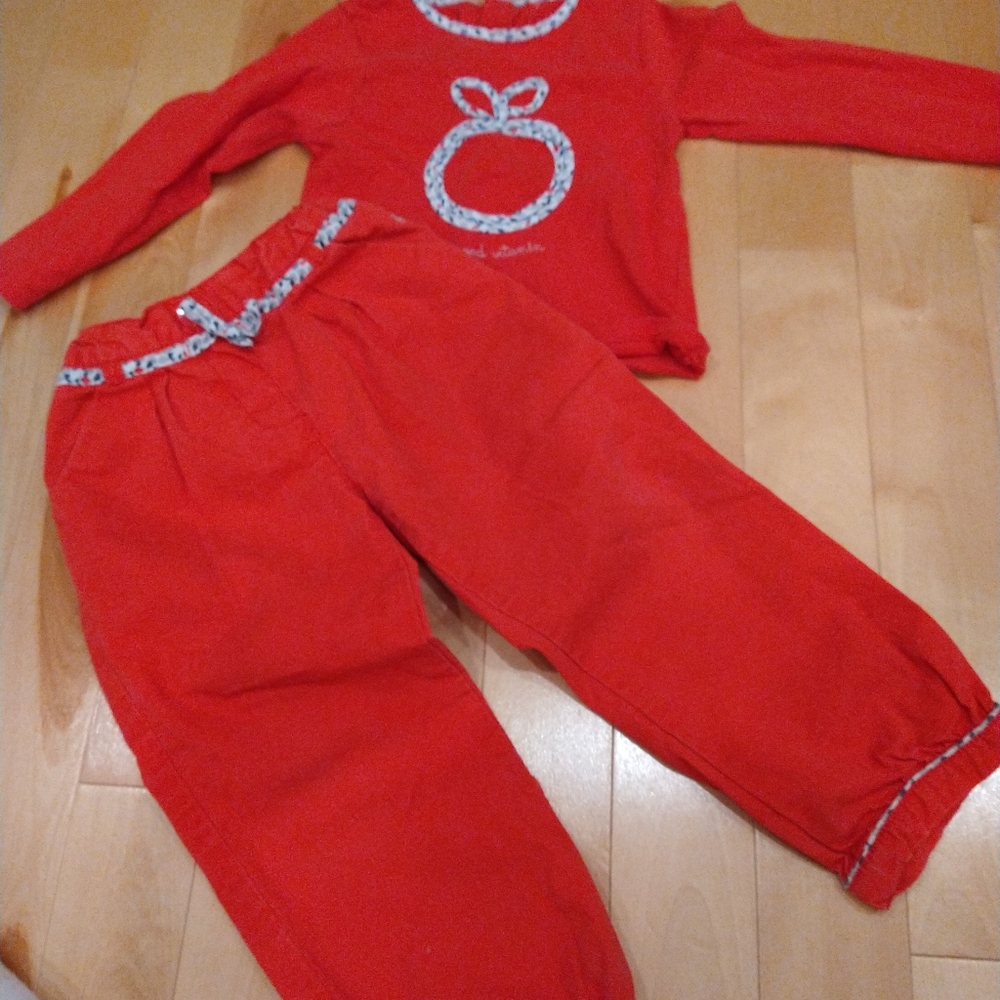 3-4T Obaibi red apple matching set French